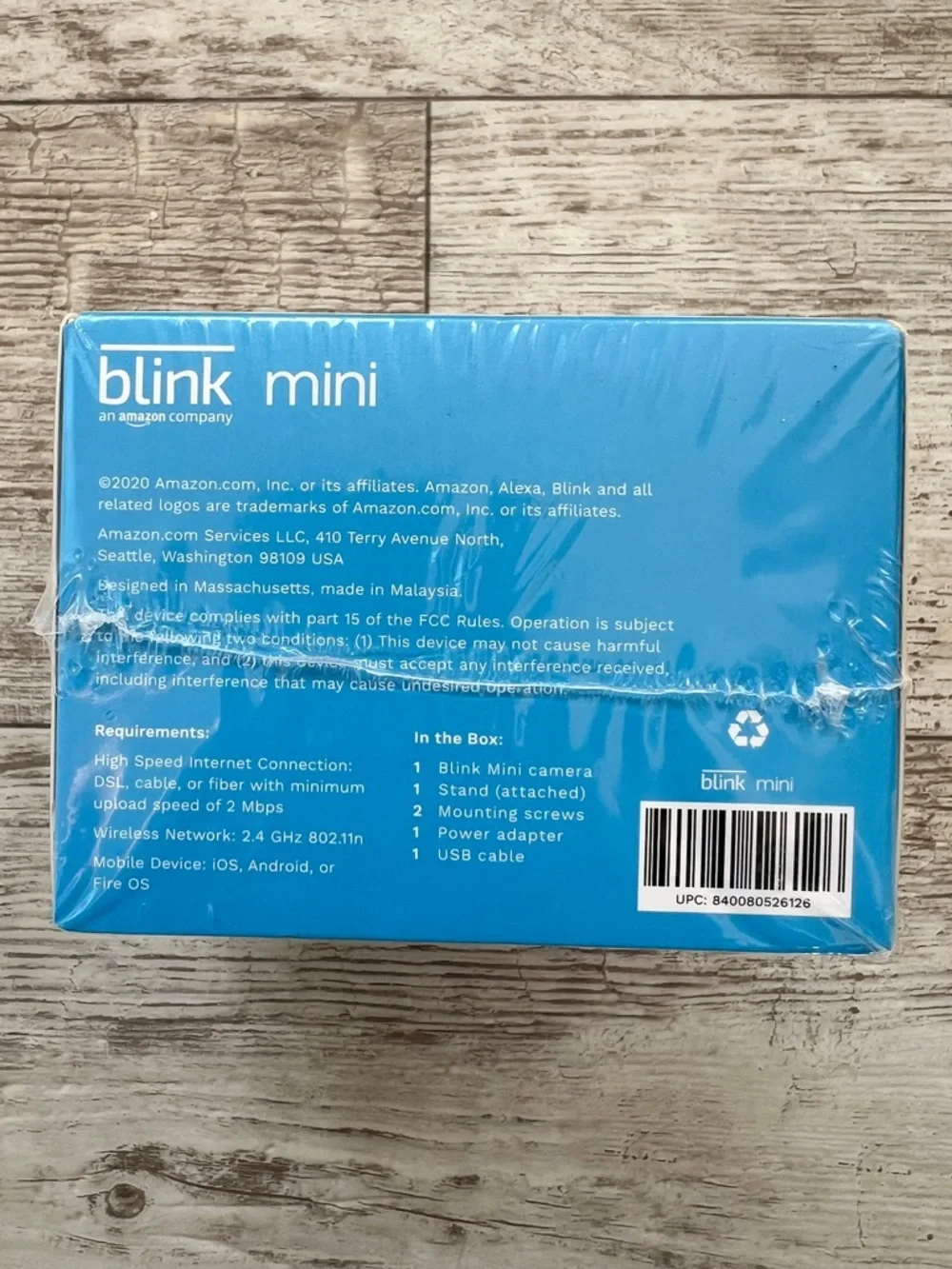 Blink Mini Compact indoor plug-in smart security camera 1080p HD, New/Sealed
